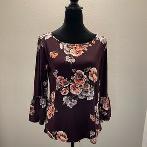 Vine Britton burgundy floral print blouse Size M